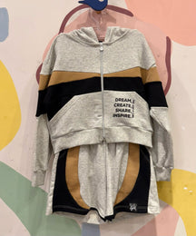 Conjunto Manga Longa Shorts meninafaixas Moletinho