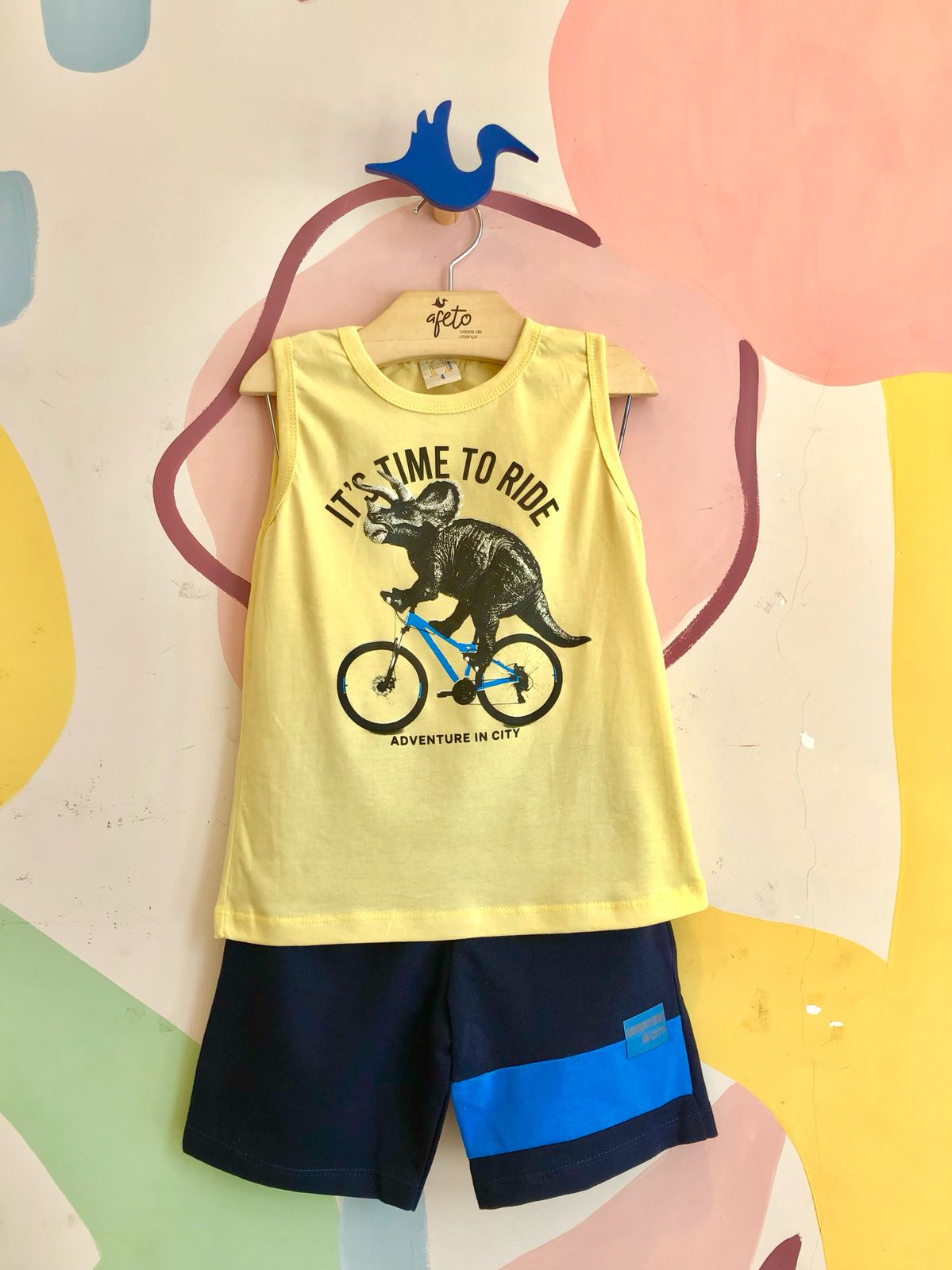 Conjunto regata Bermuda menino Dino Bike