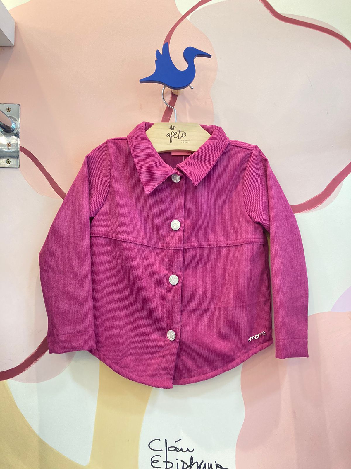 Jaqueta manga longa menina Momi Veludo Pink