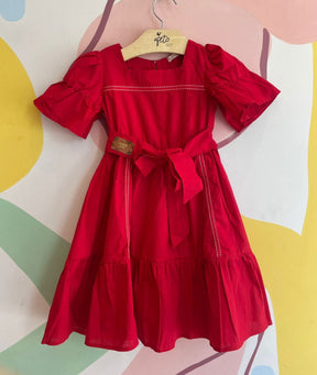Vestido Manga Curta Bambolina Infantil Fem Tricoline Costura