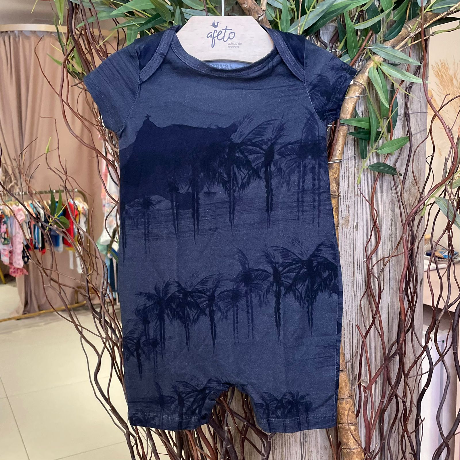 Macaquinho manga curta menino Reserva Paisagem Nanquim