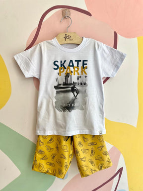 Conjunto Manga Curta Shorts Kaiani Infantil menino Skate Park