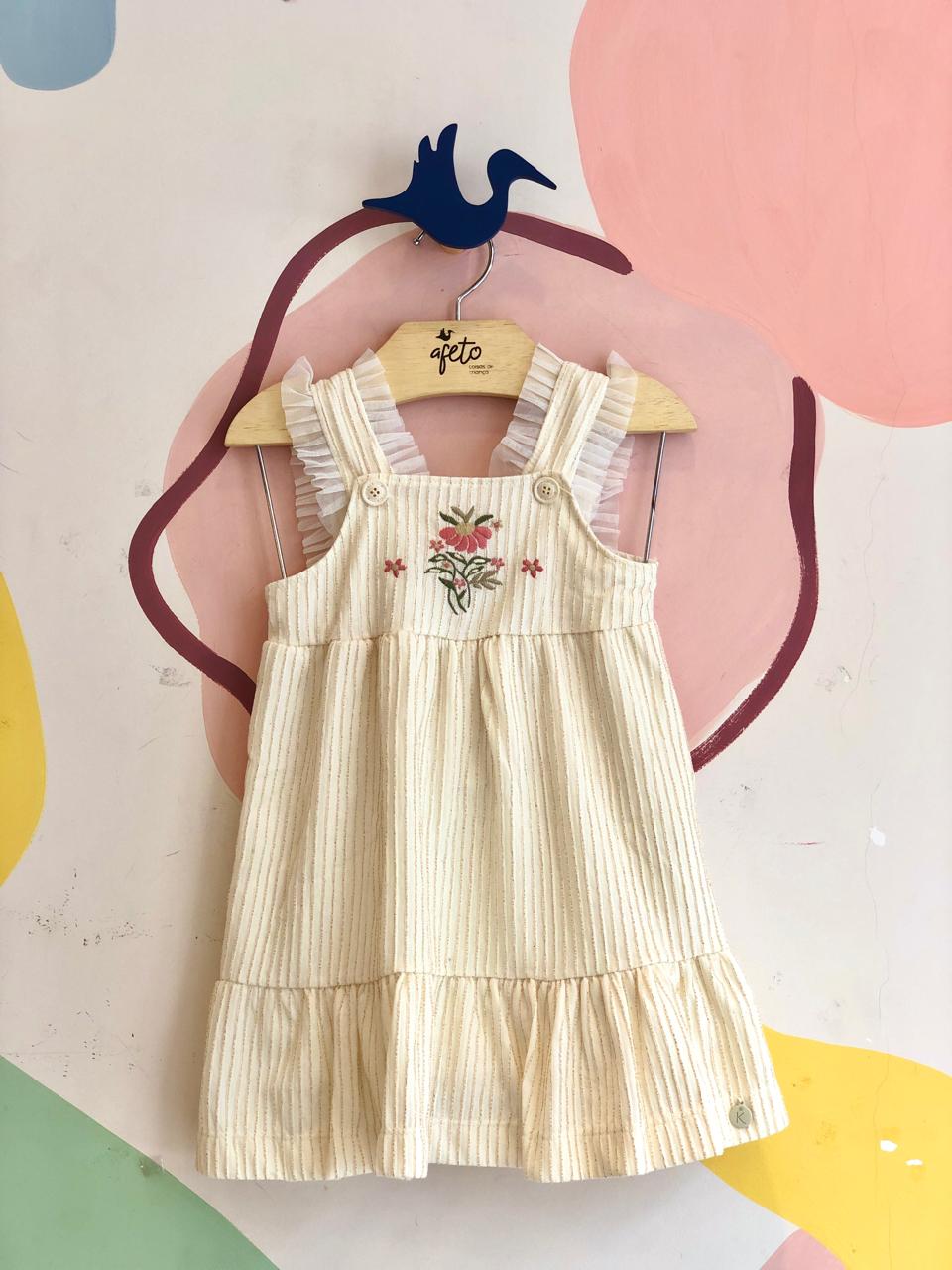 Vestido Regata Kiki Xodo Menina Fios Dourados Flores