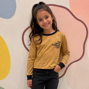 Blusa Manga Longa Infantil Menina You Can Algodão Caramelo