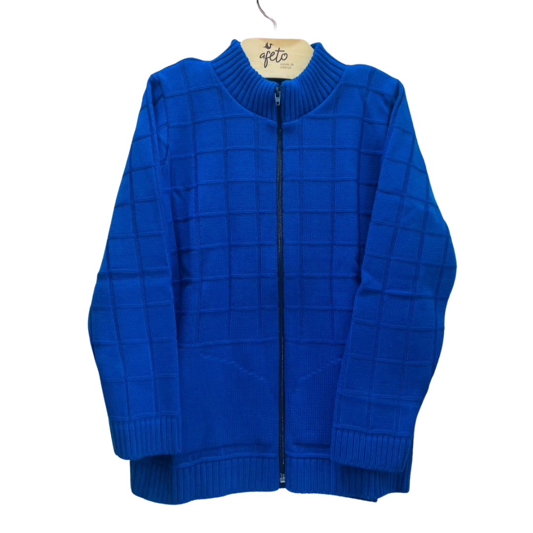 Jaqueta Tricot Infantil Menino Inverno Com Bolso Azul Lorenzo