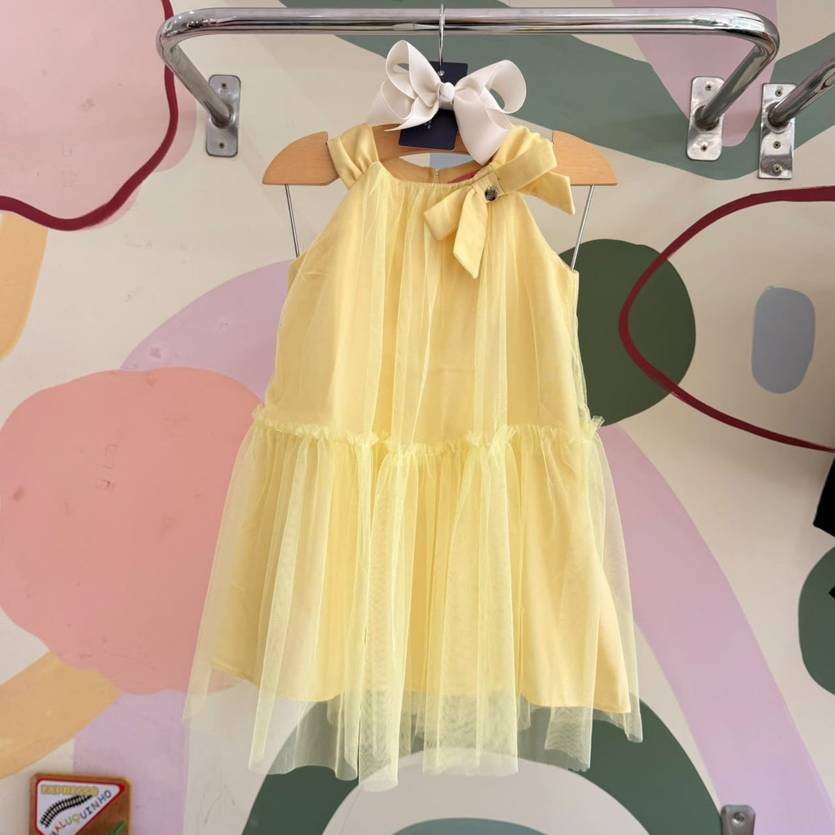 Vestido Infantil Menina Regata Tule Amarelo Mon Sucre Marina