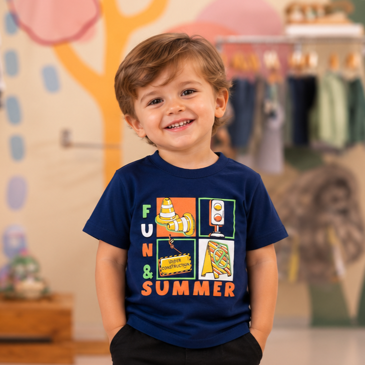 Camiseta Infantil Menino Manga Curta Marinho Semáforo