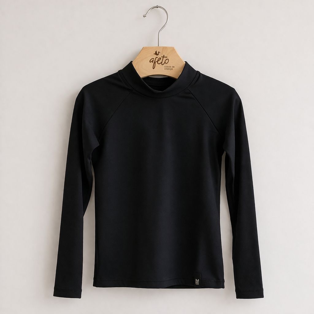 Blusa Praia Marujos & Sereias Unissex manga longa Liso com Protecao Preto