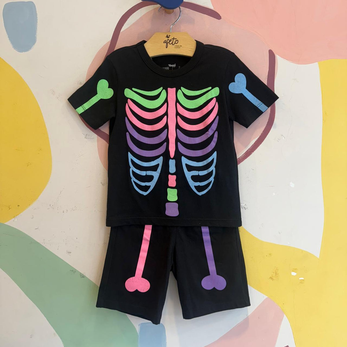 Pijama manga curta Veggi Shorts menina Caveira