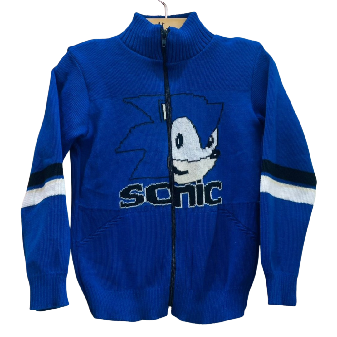 Jaqueta Tricot Infantil Menino Inverno Azul Masculino Sonic