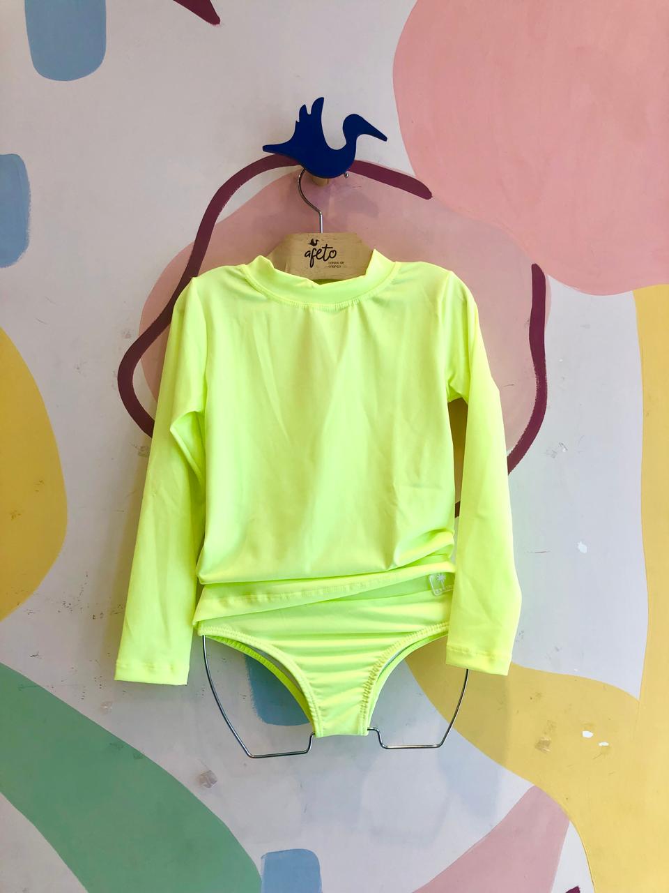 Conjunto Praia manga longa menina Liso