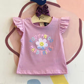 Blusa Manga Curta Menina Hrradinhos Flor