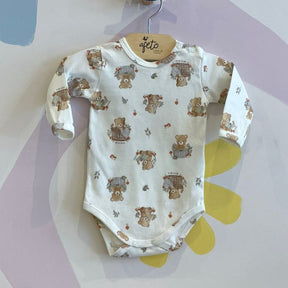 Body manga longa Mini & Co Fem Urso Cogumelo