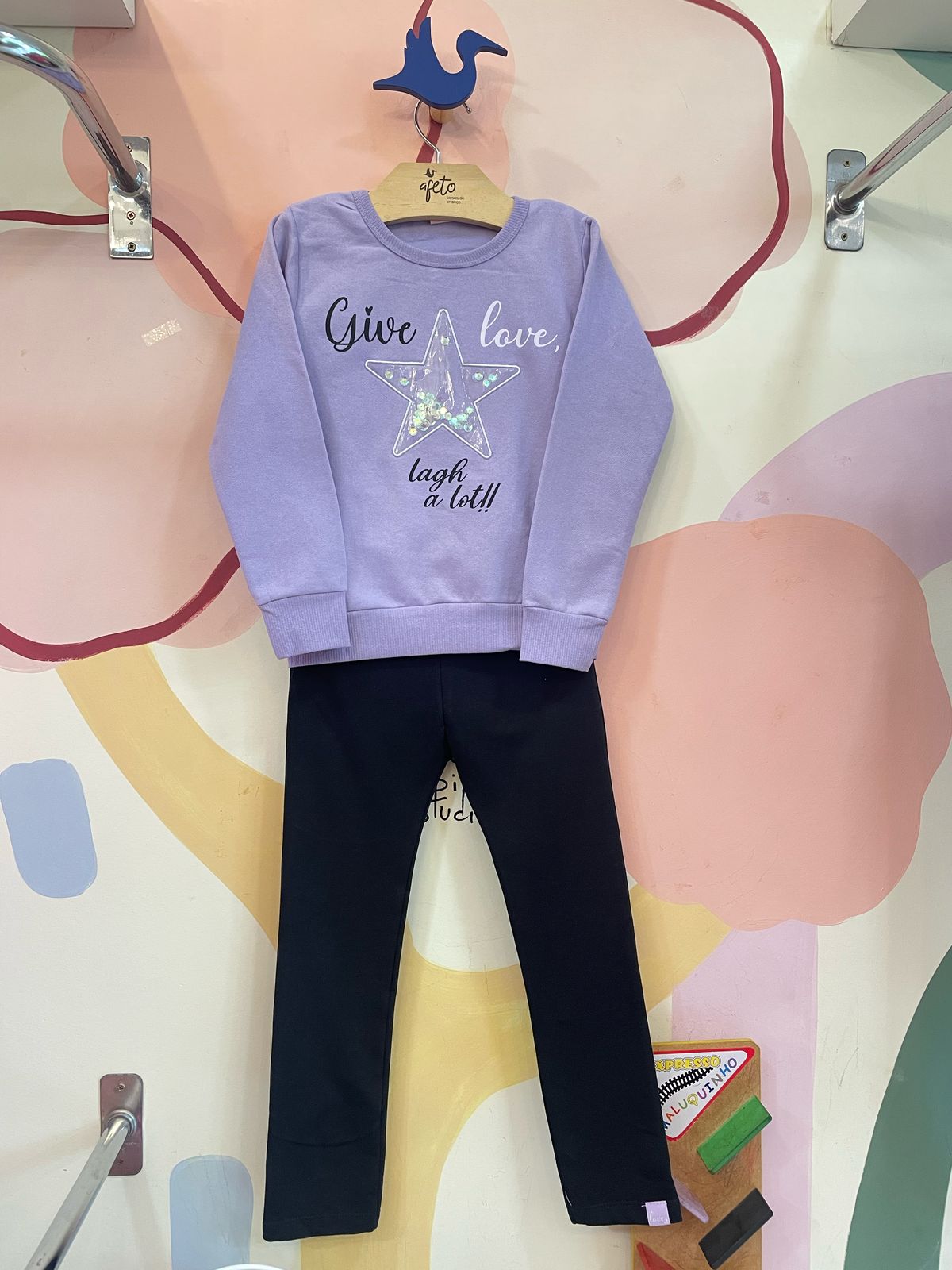 Conjunto Manga Longa Calça menina Estrela