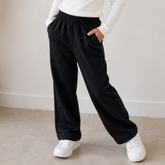 Calça Wide Feminina Infantil Moletinho Flanelada Menina Preta Bella
