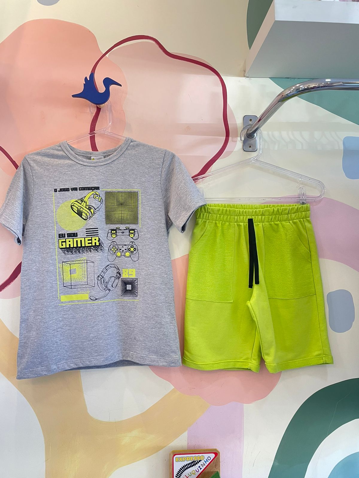 Conjunto manga curta Bermuda menino Gamer