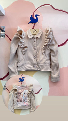 Jaqueta manga longa Yoyo menina Peluciada Cachorrinhos Nude