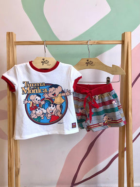 Pijama manga curta Mon Sucre Shorts menina Turma Da Monica