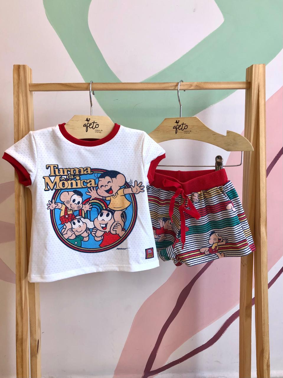 Pijama manga curta Mon Sucre Shorts menina Turma Da Monica