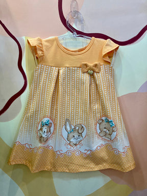 Vestido Manga Curta Kaiani Infantil Fem Coracoes Bichinhos