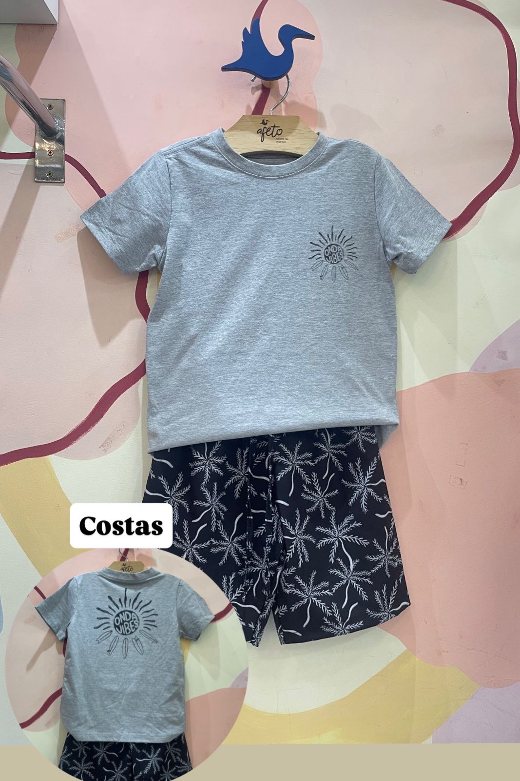 Conjunto Manga Curta Bermuda menino Tactel Coqueiros
