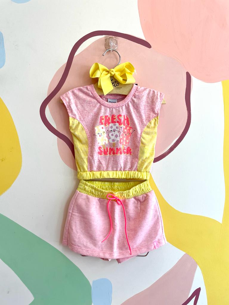 Conjunto Manga Curta Saia Menina Infantil Tam 1