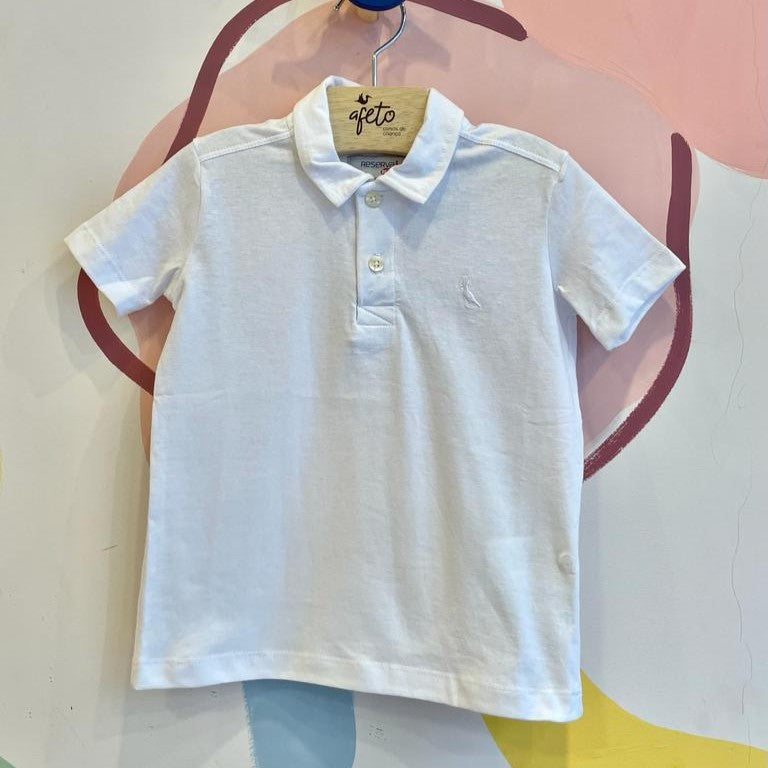 Camiseta Manga Curta Reserva Infantil Menino Polo Lisa Branco