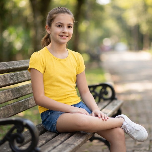Blusa Manga Curta Fakini Infantil Fem Basica Amarela