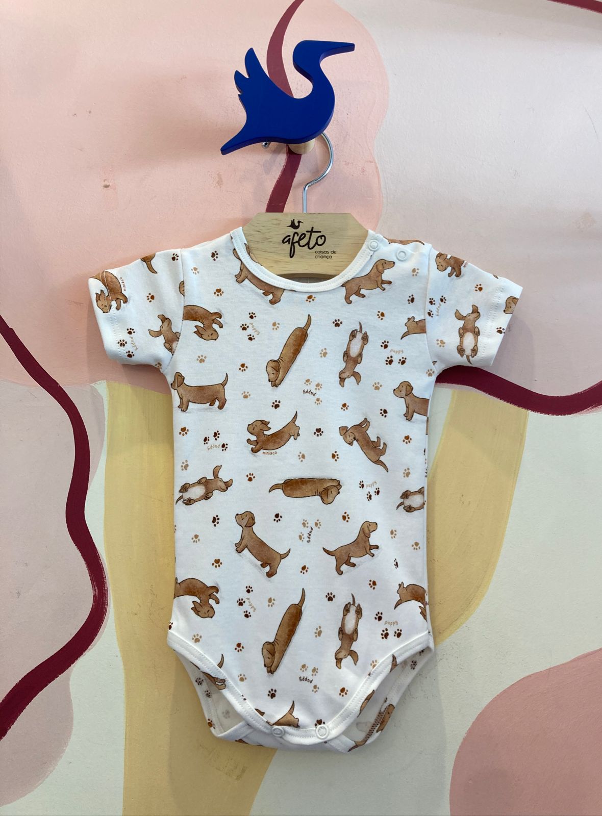 Body Manga Curta Unissex Bebê Mini & Co Cachorrinho