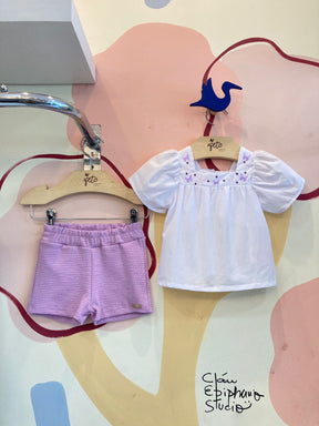 Conjunto manga curta shorts Bakulelê menina Borboletas