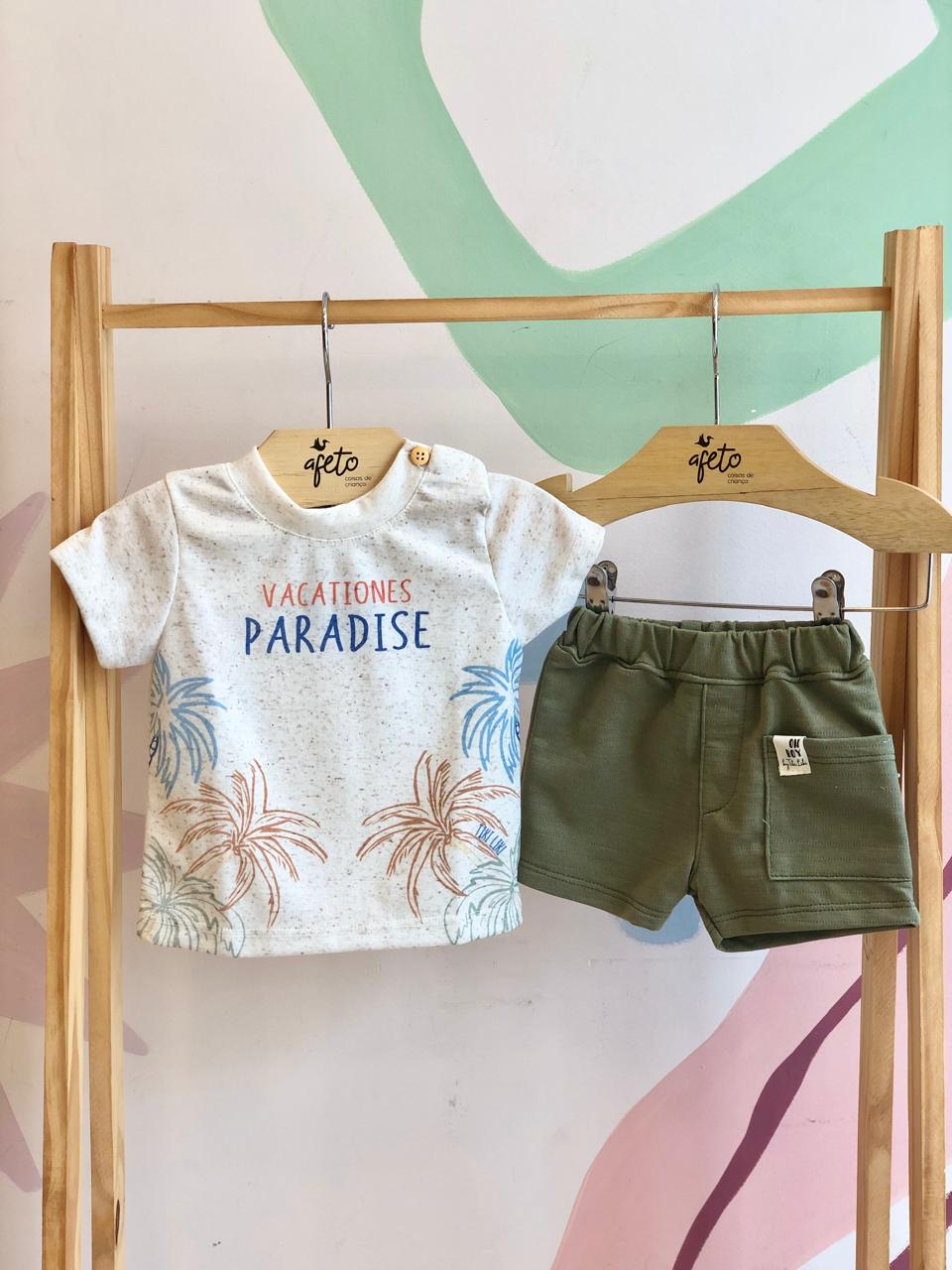 Conjunto manga curta shorts menino Ale Kids Coqueiros