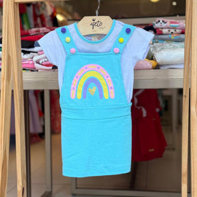 Macaquinho Manga Curta menina Arco Iris Com Blusa