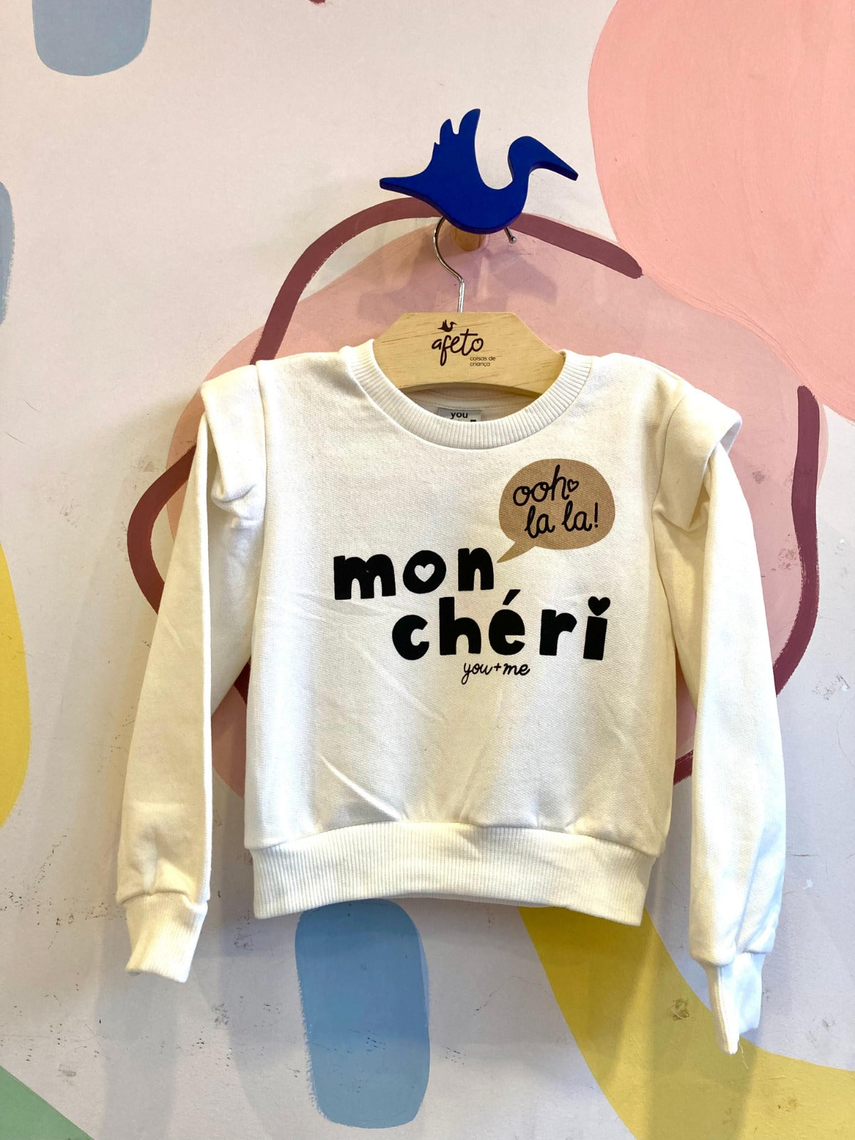 Blusa Manga Longa menina Mon Creri Flanelada Off White