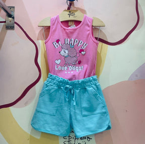 Conjunto regata Shorts menina Cachorrinha
