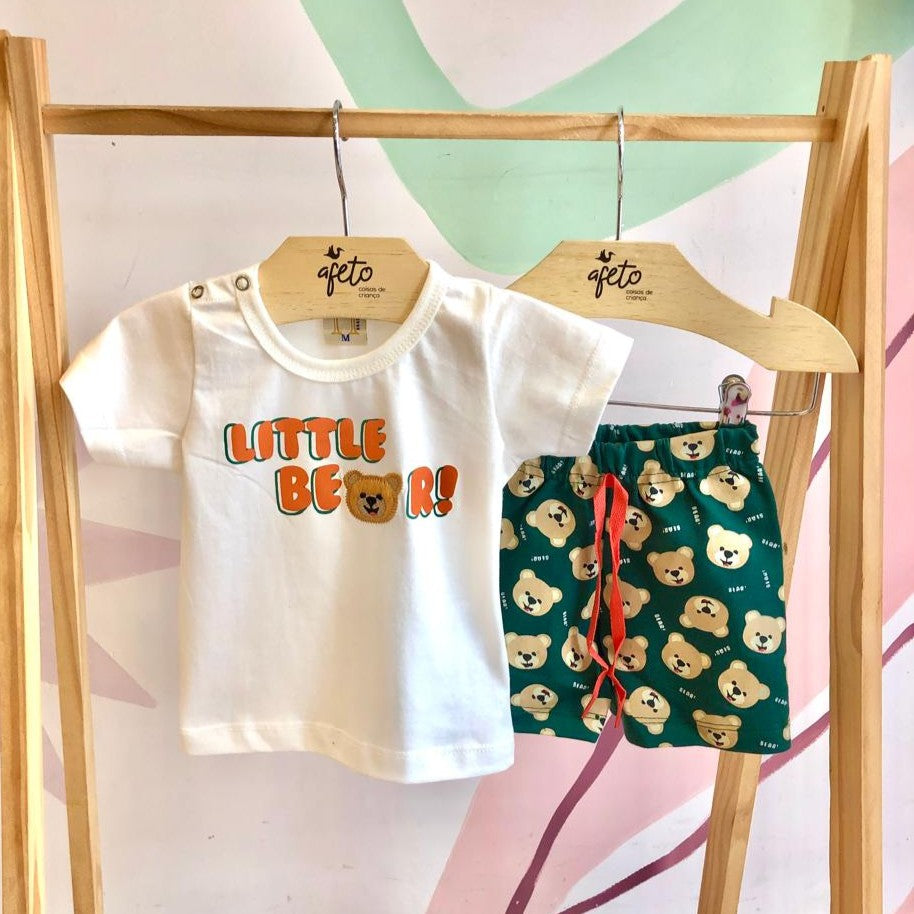 Conjunto Manga Curta Bermuda menino Ursinho