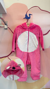 Pijama Manga Longa Macacao Peluciado Capuz Menina Bograntex Pink