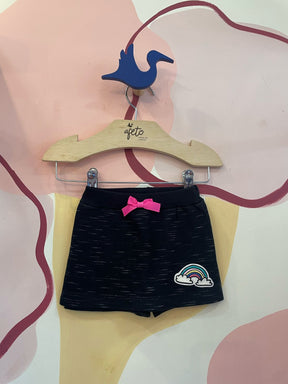 Shorts Saia Kids menina Arco Iris Preto Branco