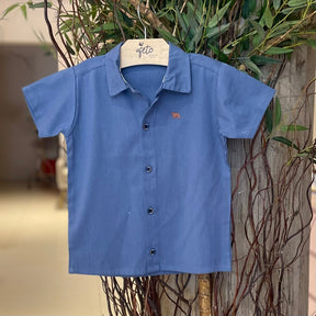 Camisa Manga Curta Biogas Infantil Menino Linho