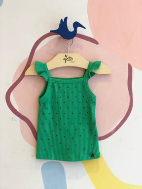 Blusa regata menina Canelada Com Strass verde