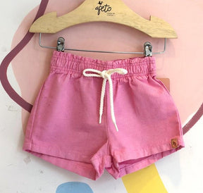 Shorts menina Linho Liso Rosa