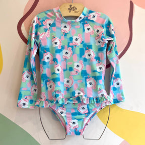 Biquini Magah menina Manga Longa Unicornio