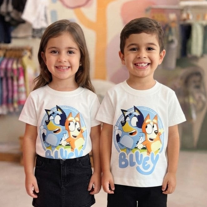 Camiseta Infantil Unissex Menino Menina Manga Curta Off Bluey