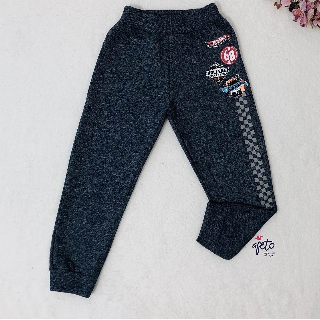 Calça Moletom Fakini menino Hotwheels Azul