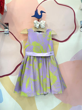 Vestido regata menina Tule Flores Roxo Verde