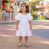 Vestido Manga Curta Menina You+Me Coracoes Branco