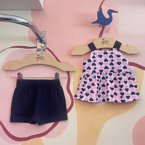 Conjunto Regata Shorts menina Coracoes