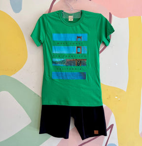 Conjunto manga curta Bermuda menino San Francisco