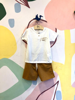 Conjunto Manga Curta Bermuda menino Calif Botoes