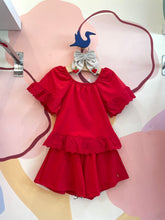 Conjunto manga curta shorts menina You+Me Liso Detalhes Lasie Vermelho