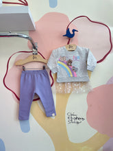 Conjunto manga longa calça Hrradinhos menina Arco Iris Babado